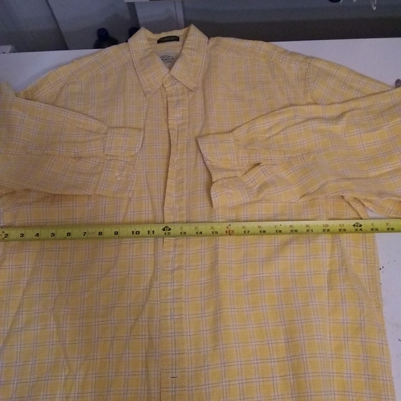 G H BASS & CO Men's Shirt Plaid Yellow White Size L/50 - Picture 5 of 7